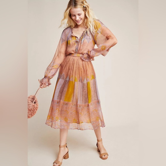 Mes Demoiselles Morgana Silk Peasant Blouse Long Sleeves 2 - Picture 10 of 12